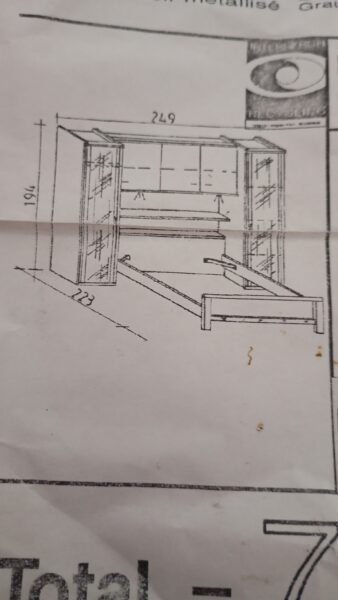 Lit 2 places avec armoire intégrée
