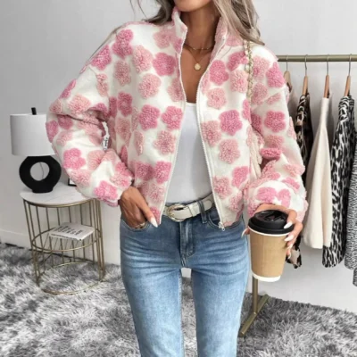 Veste fleurs 3D roses